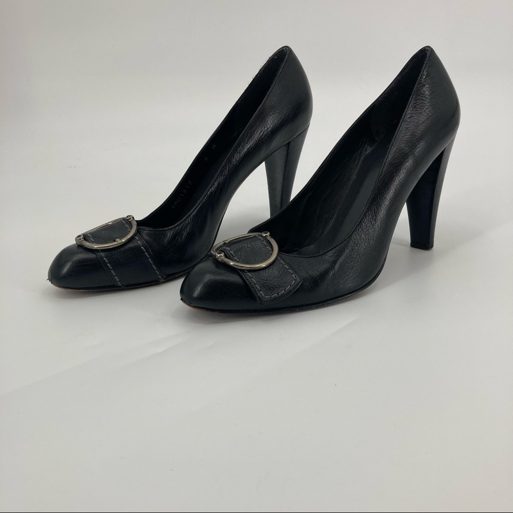 Stuart Weitzman Black Buckle Toe Pumps - Size 8